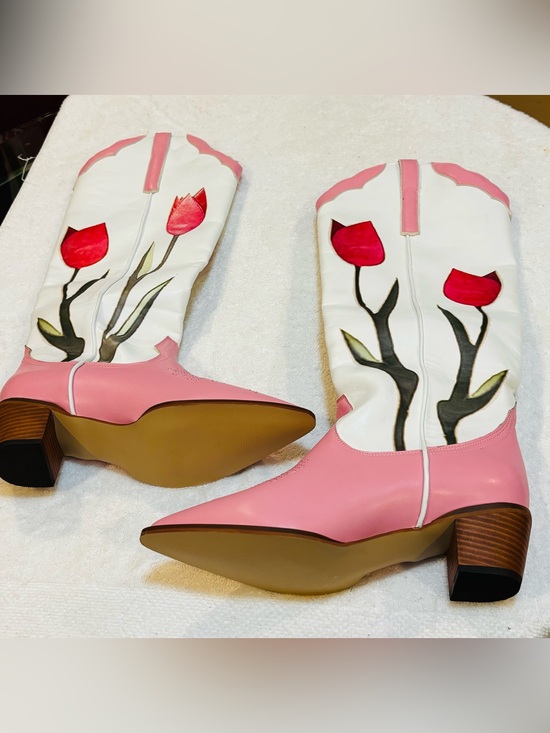 ANYTHING BUT MONDAY / London Shoes - Brand New Cowgirl Boots - Size 7- Heel 2” - Boot Height 18” - Shaft 8” - Box 2